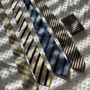 4 Striped Ties Set - Blue, Yellow, Black